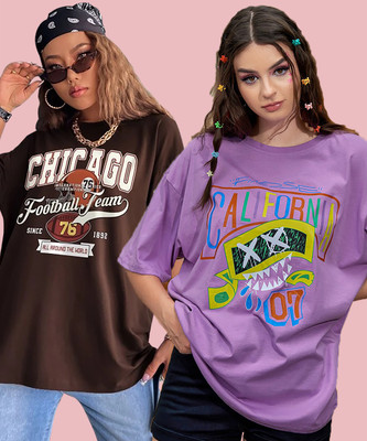 MOD YOUNG Printed Women Round Neck Multicolor T-Shirt