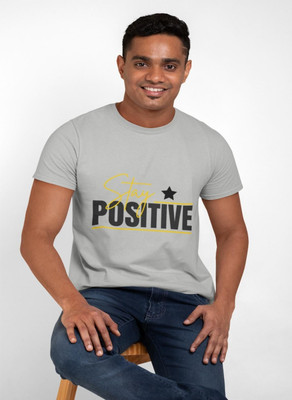 amp Printed Men Round Neck Grey T-Shirt