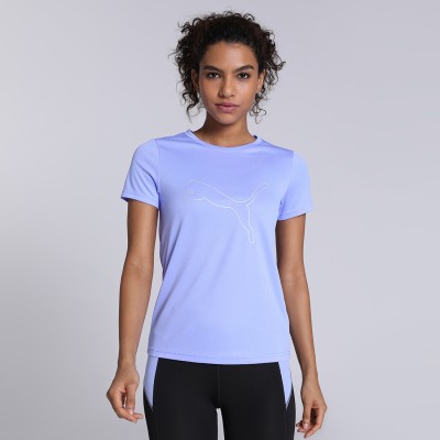 PUMA Solid Women Crew Neck Purple T-Shirt