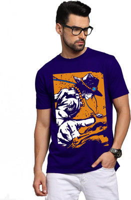 BROTEES Printed Men Round Neck Blue T-Shirt