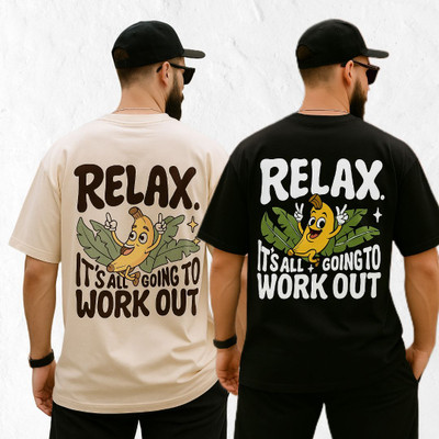 Madilyn Printed Men Round Neck Black, Beige T-Shirt