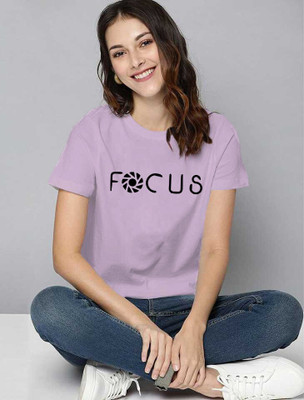 Adyavastram Typography Women Round Neck Purple T-Shirt