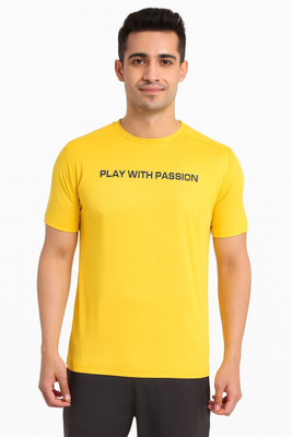 RF Raves Graphic Print Men Round Neck Yellow T-Shirt