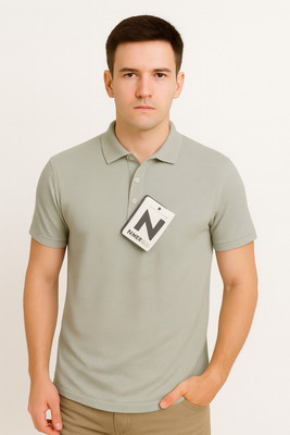 ninjafort Solid Men Polo Neck Green T-Shirt