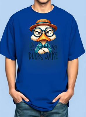 BLOSSOMTRADER Printed Men Round Neck Blue T-Shirt