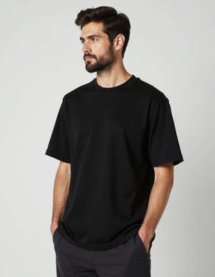 Arispo Solid Men Round Neck Black T-Shirt