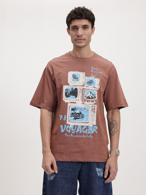 Roadster Printed Men Round Neck Red T-Shirt