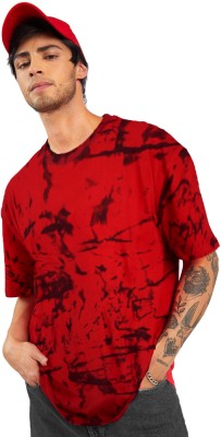 Leotude Tie & Dye Men Round Neck Red T-Shirt