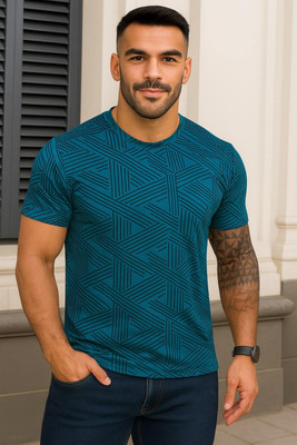 SCUBA Printed Men Round Neck Blue T-Shirt