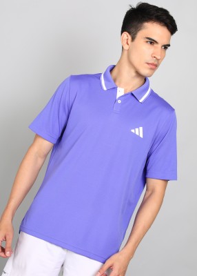 ADIDAS Self Design Men Polo Neck Blue T-Shirt