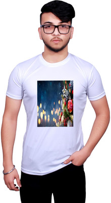 NITYANAND CREATIONS Printed Men Round Neck White T-Shirt
