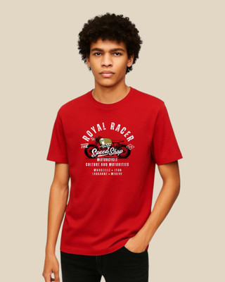 anax authentic Printed Men Round Neck Red T-Shirt