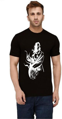 Tee town Graphic Print Men Round Neck Black T-Shirt