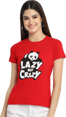 Fabflee Graphic Print Women Round Neck Red T-Shirt