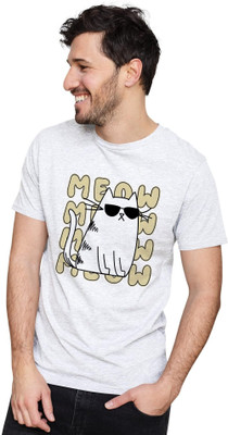 KRYONIX Printed Men Round Neck White T-Shirt