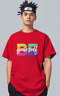 BLOSSOMTRADER Printed Men Round Neck Red T-Shirt