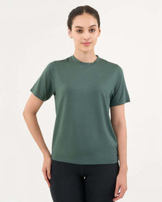DCYPHR Solid Women Crew Neck Green T-Shirt
