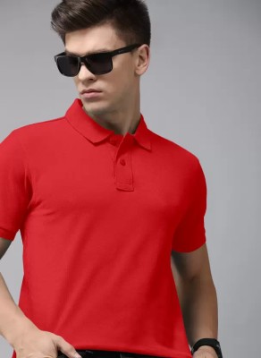 Kala Solid Men Polo Neck Red T-Shirt