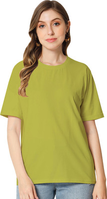 HouseOfCommon Solid Women Round Neck Multicolor T-Shirt