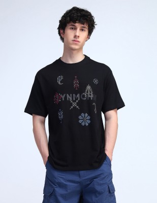 FLYING MACHINE Graphic Print Men Round Neck Black T-Shirt