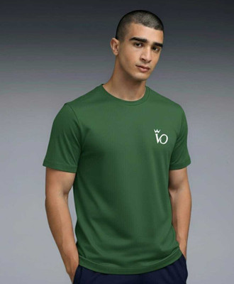 OVERSOLD Solid, Graphic Print Men Round Neck Dark Green T-Shirt