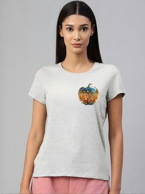SZN Graphic Print Women Round Neck Grey T-Shirt