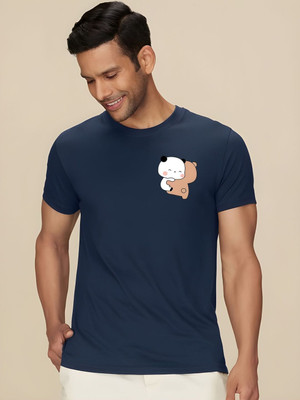 SZN Graphic Print Men Round Neck Dark Blue T-Shirt