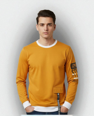 FAOES Printed Men Round Neck Yellow T-Shirt