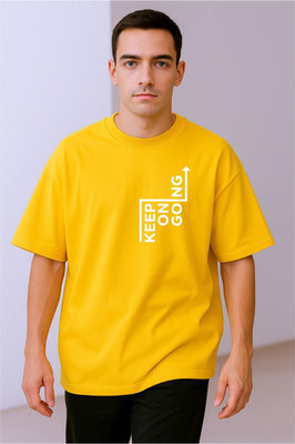 Goodsignn Printed Men Round Neck Yellow, White T-Shirt