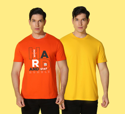 WOOSTRO Typography, Solid Men Round Neck Multicolor T-Shirt