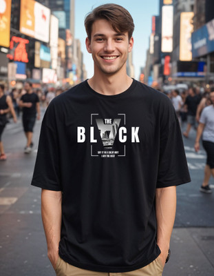 Smartees Printed Men Round Neck Black T-Shirt