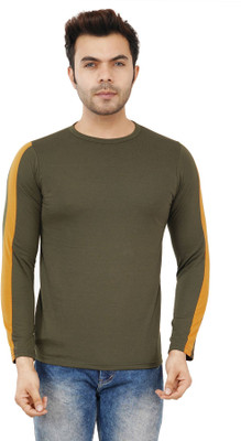Styvibe Colorblock Men Round Neck Grey T-Shirt
