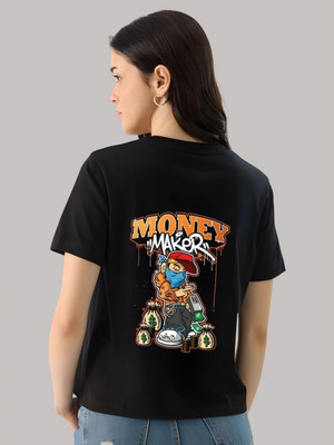 SZN Graphic Print Women Round Neck Black T-Shirt