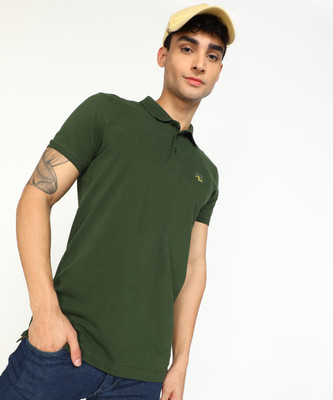 Spykar Solid Men Polo Neck Red T-Shirt