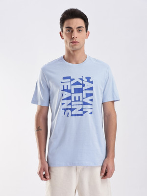 Calvin Klein Jeans Printed Men Crew Neck Blue T-Shirt
