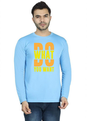 LV CARE Printed Men Round Neck Blue T-Shirt