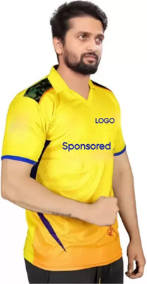 YUTU Printed, Typography Men Polo Neck Yellow T-Shirt