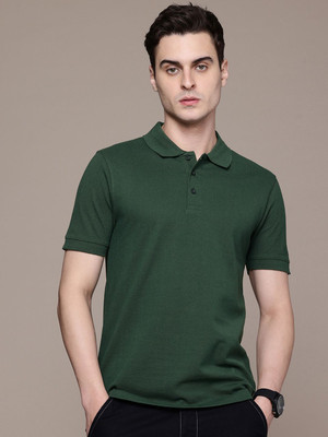 Moda Rapido Solid Men Polo Neck Green T-Shirt