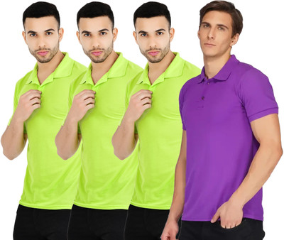 KEOTI Solid Men Polo Neck Multicolor T-Shirt