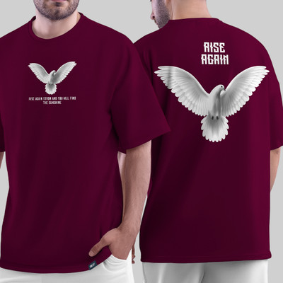 DeerHead Printed Men Round Neck Maroon T-Shirt