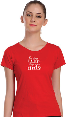 APE Graphic Print Women Round Neck Red T-Shirt