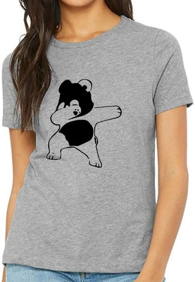 Nilan Tees Wear Printed Women Round Neck Grey T-Shirt