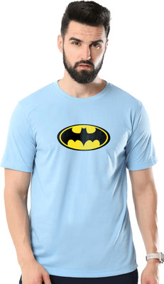 JEDFER Graphic Print, Superhero Men Round Neck Light Blue T-Shirt