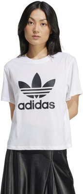 ADIDAS Typography Women Crew Neck White T-Shirt