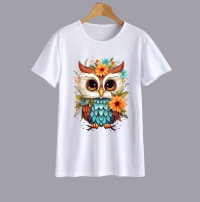 crtv gifting Printed Women Round Neck White T-Shirt