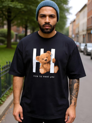 FLYIND VOGUE OUTFIT Printed Men Round Neck Black T-Shirt