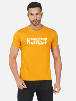 Moda Rapido Printed Men Round Neck Yellow T-Shirt