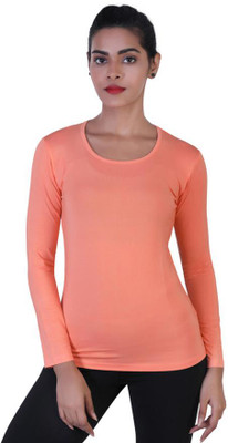 Laasa Sports Solid Women Round Neck Pink T-Shirt