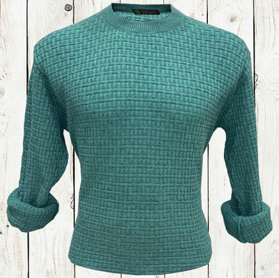 HOSUEOFCOMMON Solid Round Neck Casual Men Light Green Sweater