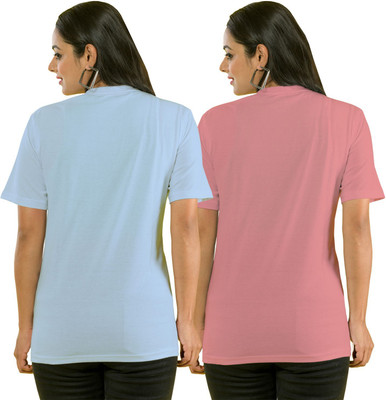 SHAUN Self Design Women Round Neck Multicolor T-Shirt